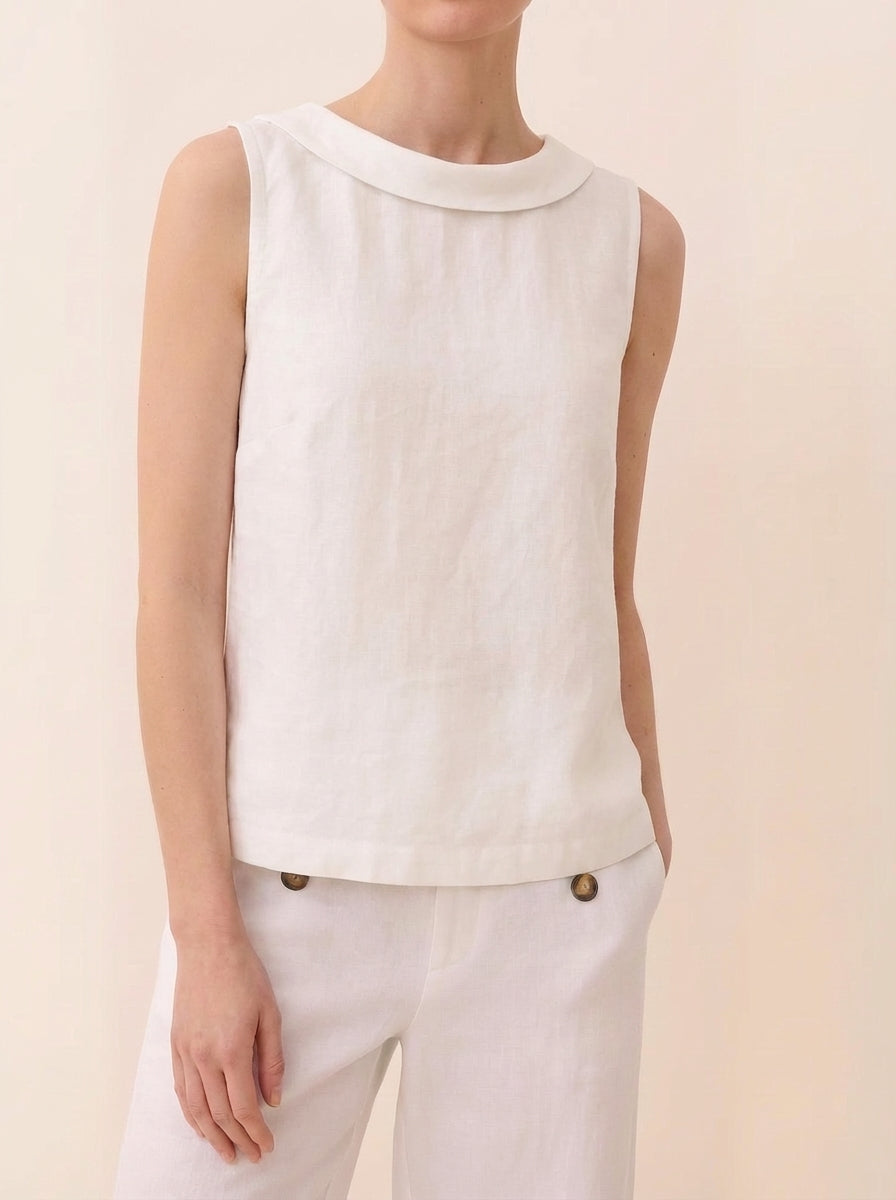 Tessa | Women’s Sleeveless Collar Minimal Summer Day Top
