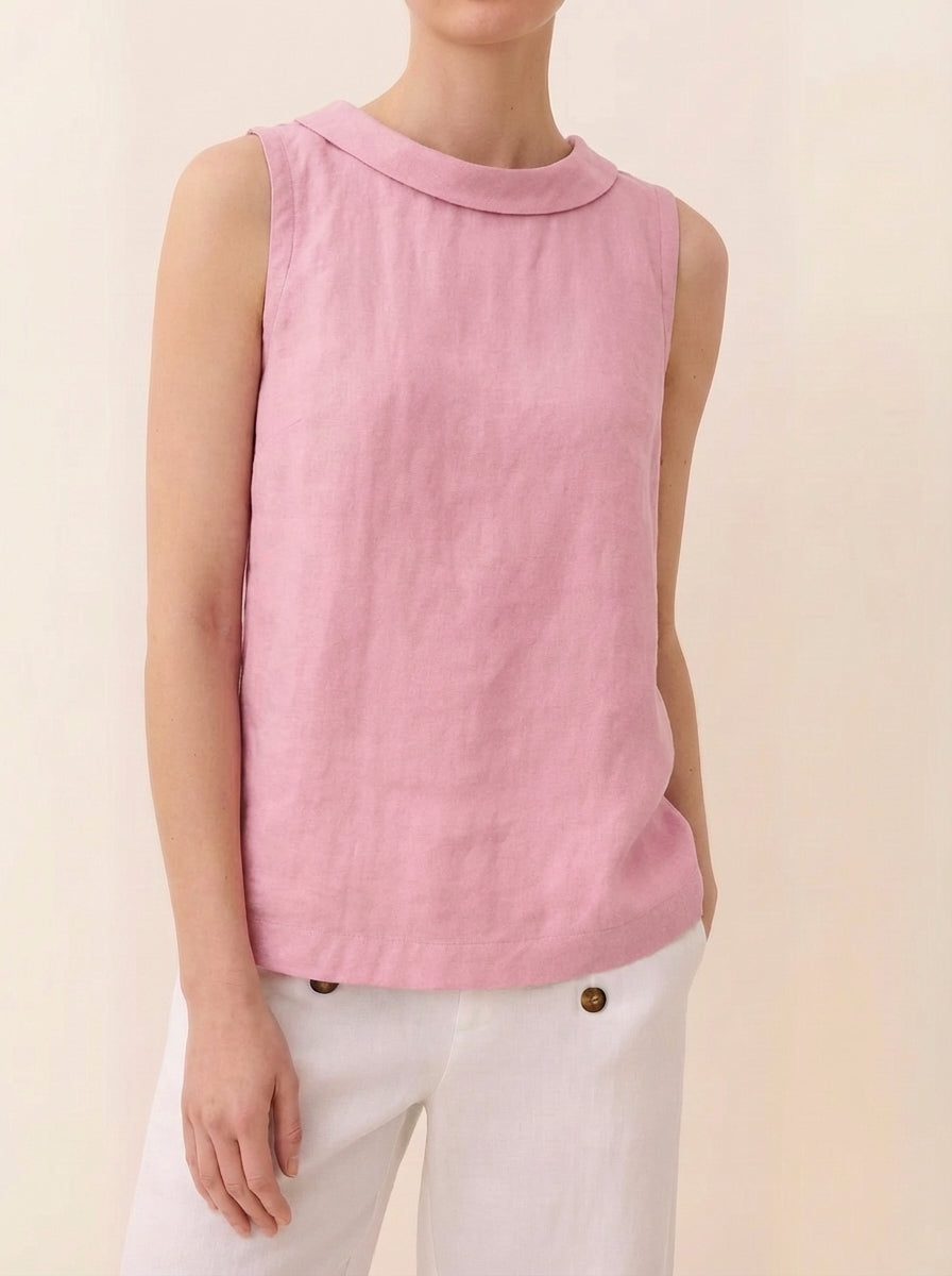 Tessa | Women’s Sleeveless Collar Minimal Summer Day Top