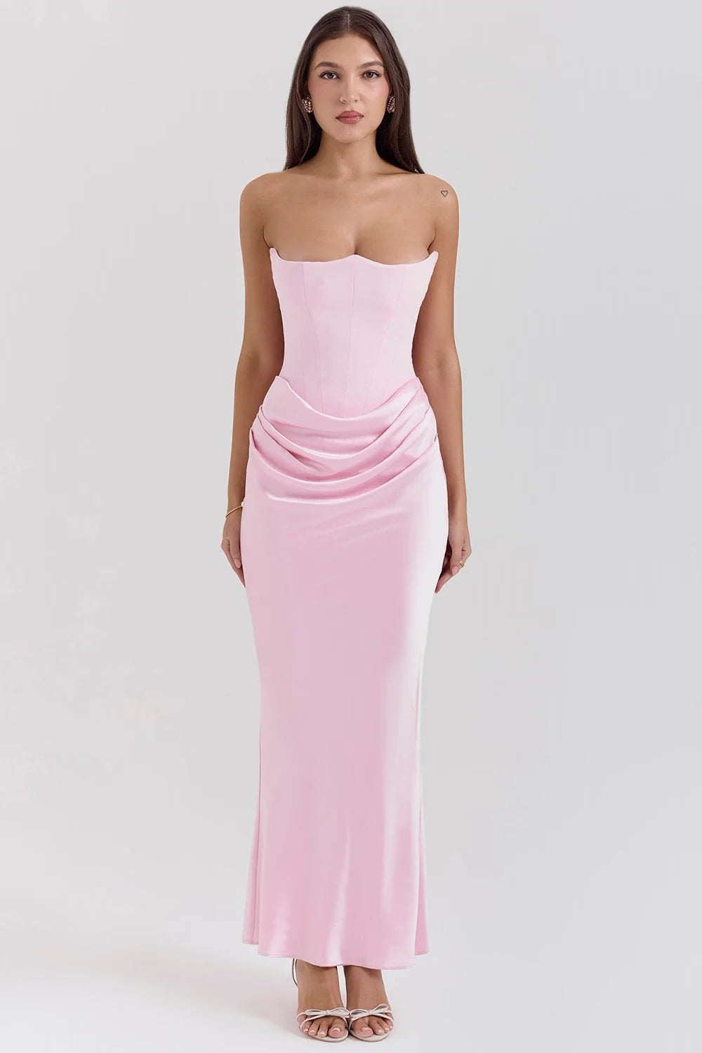 Veronica | Women’s Strapless Sweetheart Ruched Maxi Dress