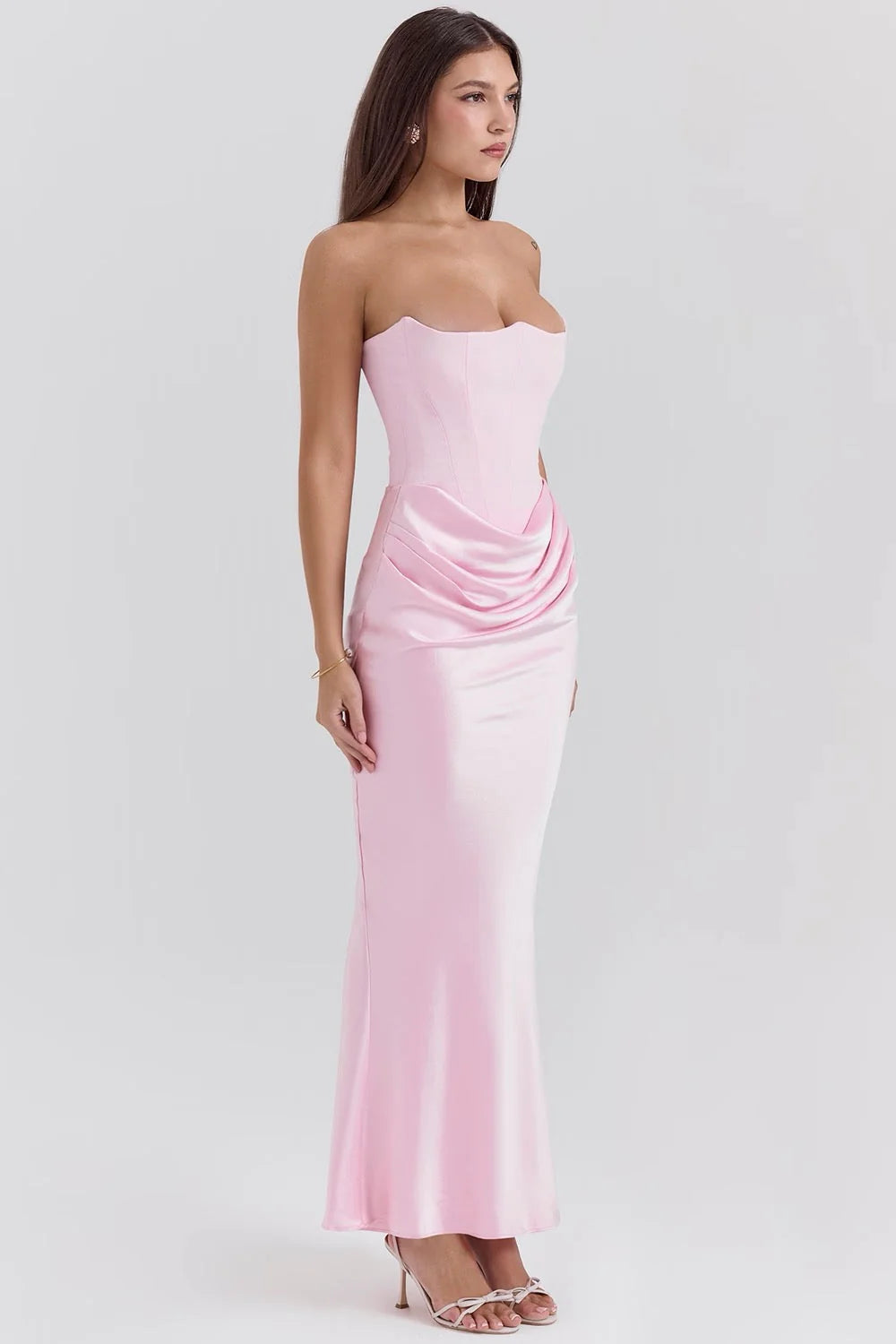 Veronica | Women’s Strapless Sweetheart Ruched Maxi Dress