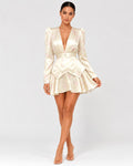 Kirsty | Women’s Tiered Long Sleeve V Neck Mini Dress
