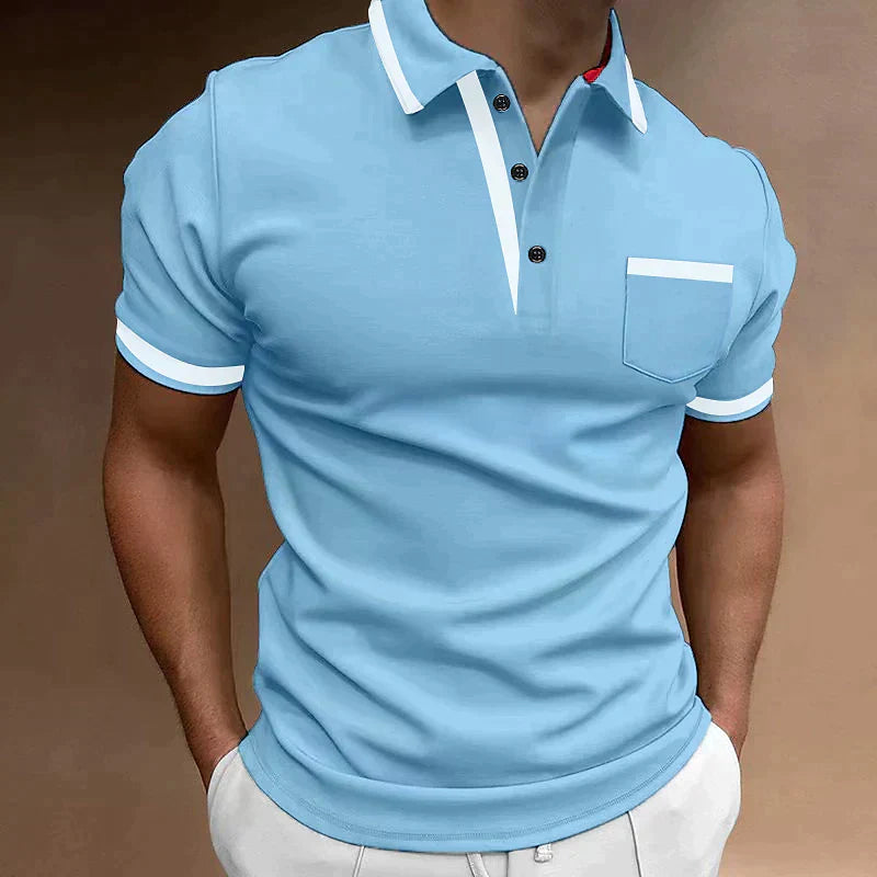 William | Men’s Polo Short Sleeve Button Shirt With Chest Pocket