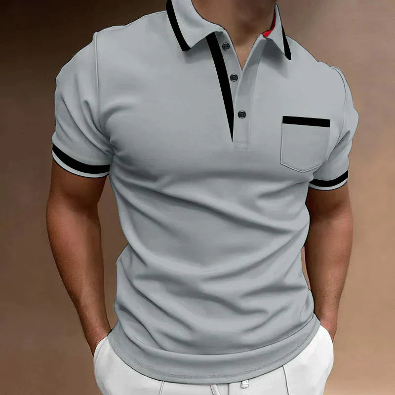 William | Men’s Polo Short Sleeve Button Shirt With Chest Pocket