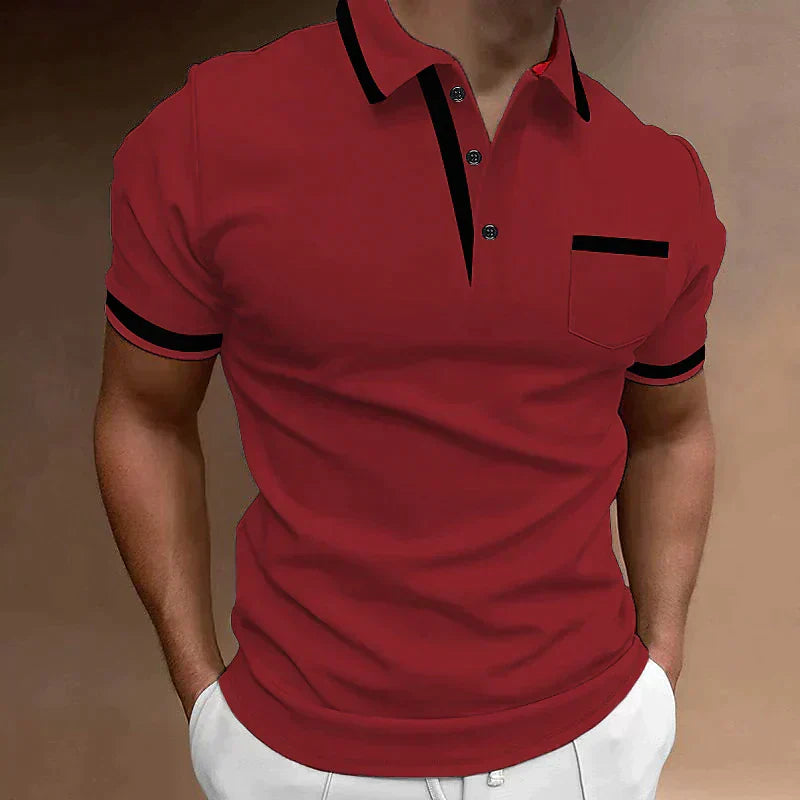 William | Men’s Polo Short Sleeve Button Shirt With Chest Pocket