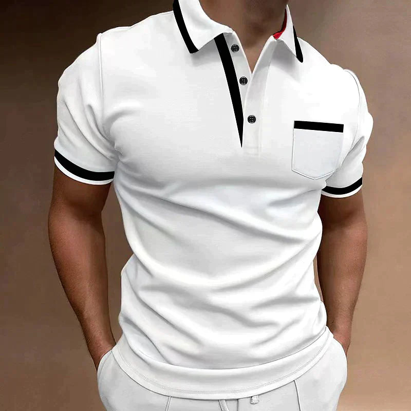 William | Men’s Polo Short Sleeve Button Shirt With Chest Pocket