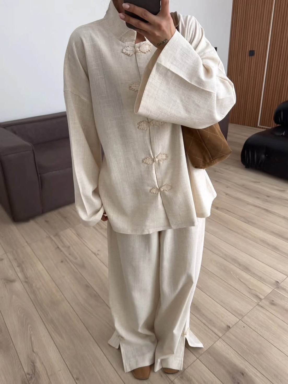 Women’s Button-Up Linen Trouser Set