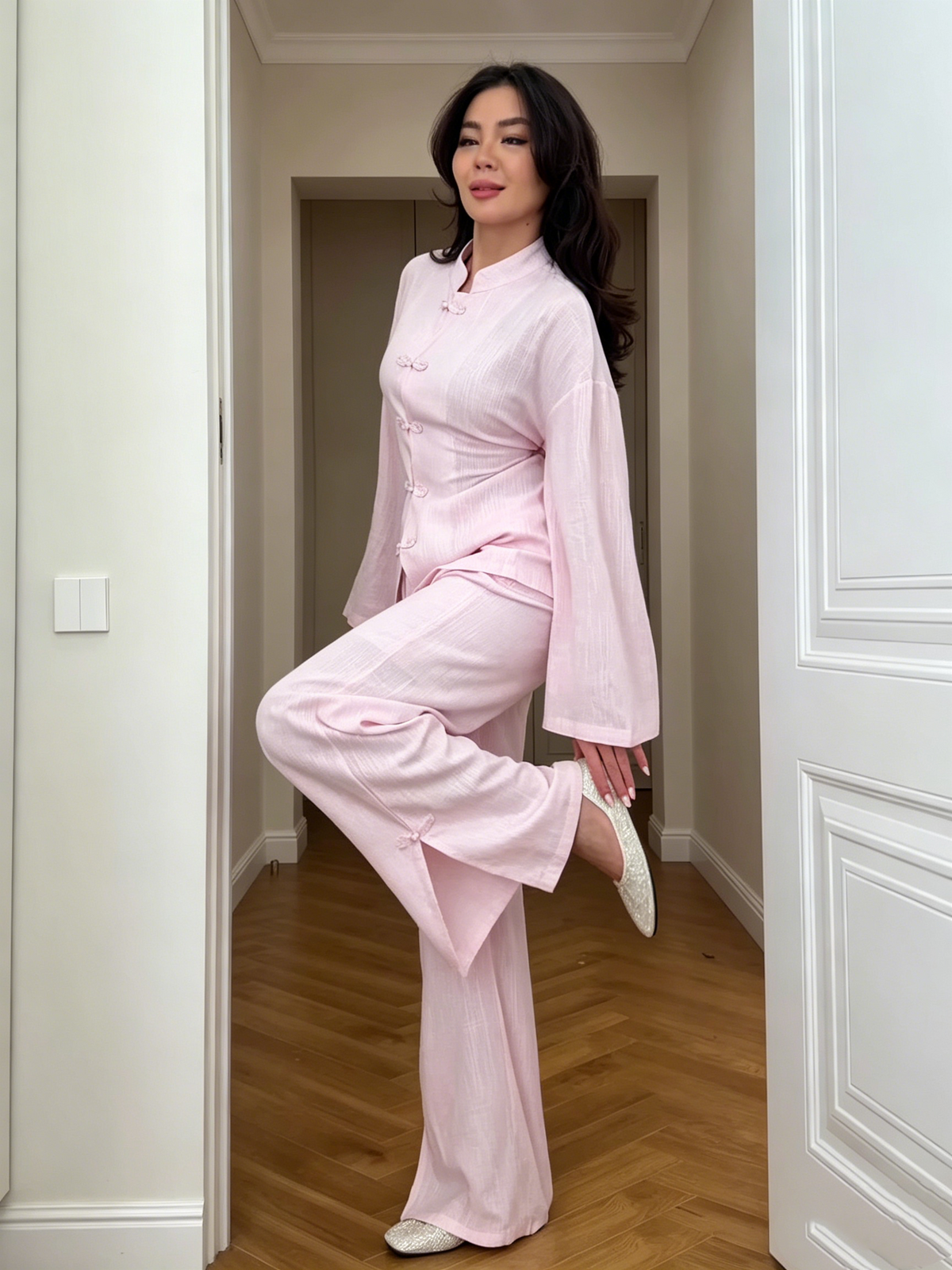 Women’s Button-Up Linen Trouser Set
