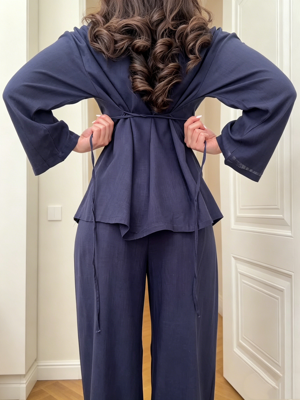 Women’s Button-Up Linen Trouser Set