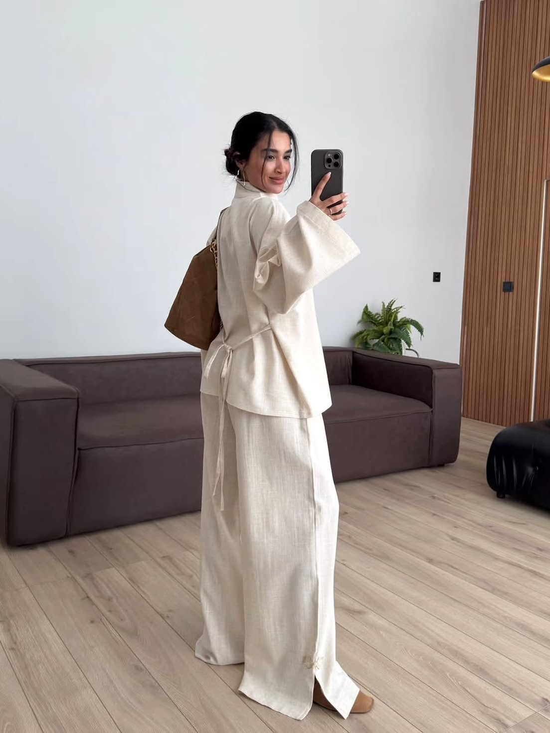 Women’s Button-Up Linen Trouser Set