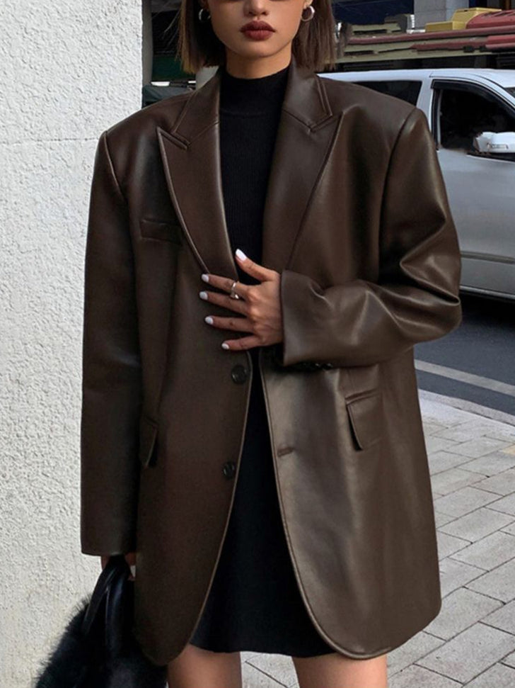 Women’s Casual Faux Leather Blazer