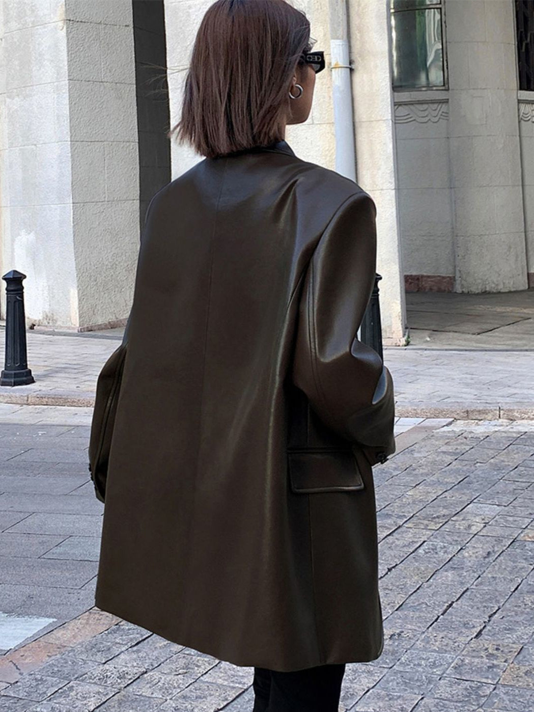 Women’s Casual Faux Leather Blazer