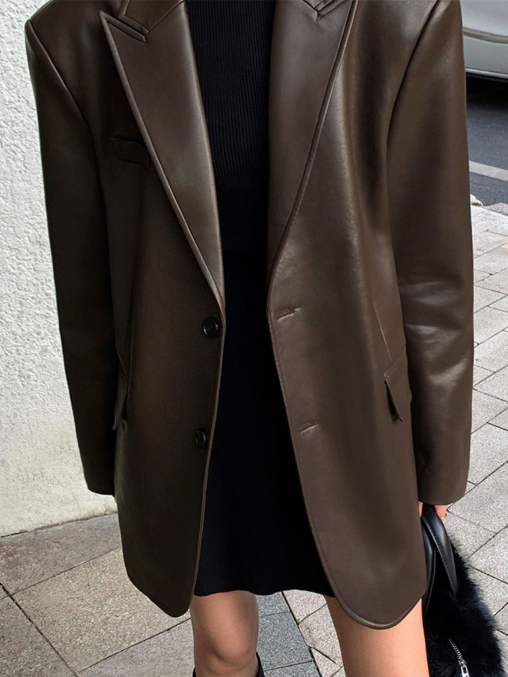 Women’s Casual Faux Leather Blazer