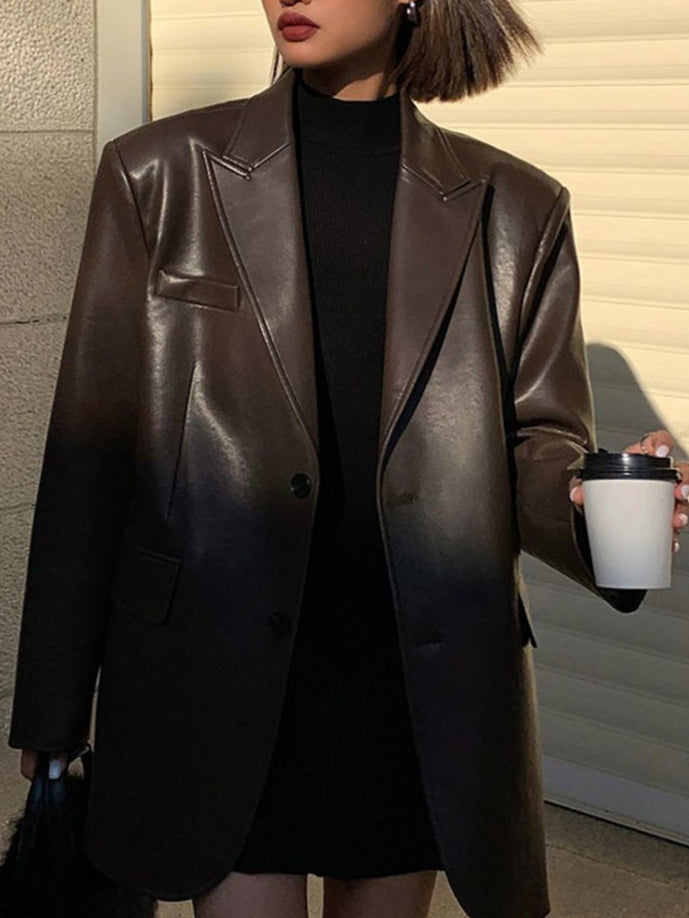 Women’s Casual Faux Leather Blazer