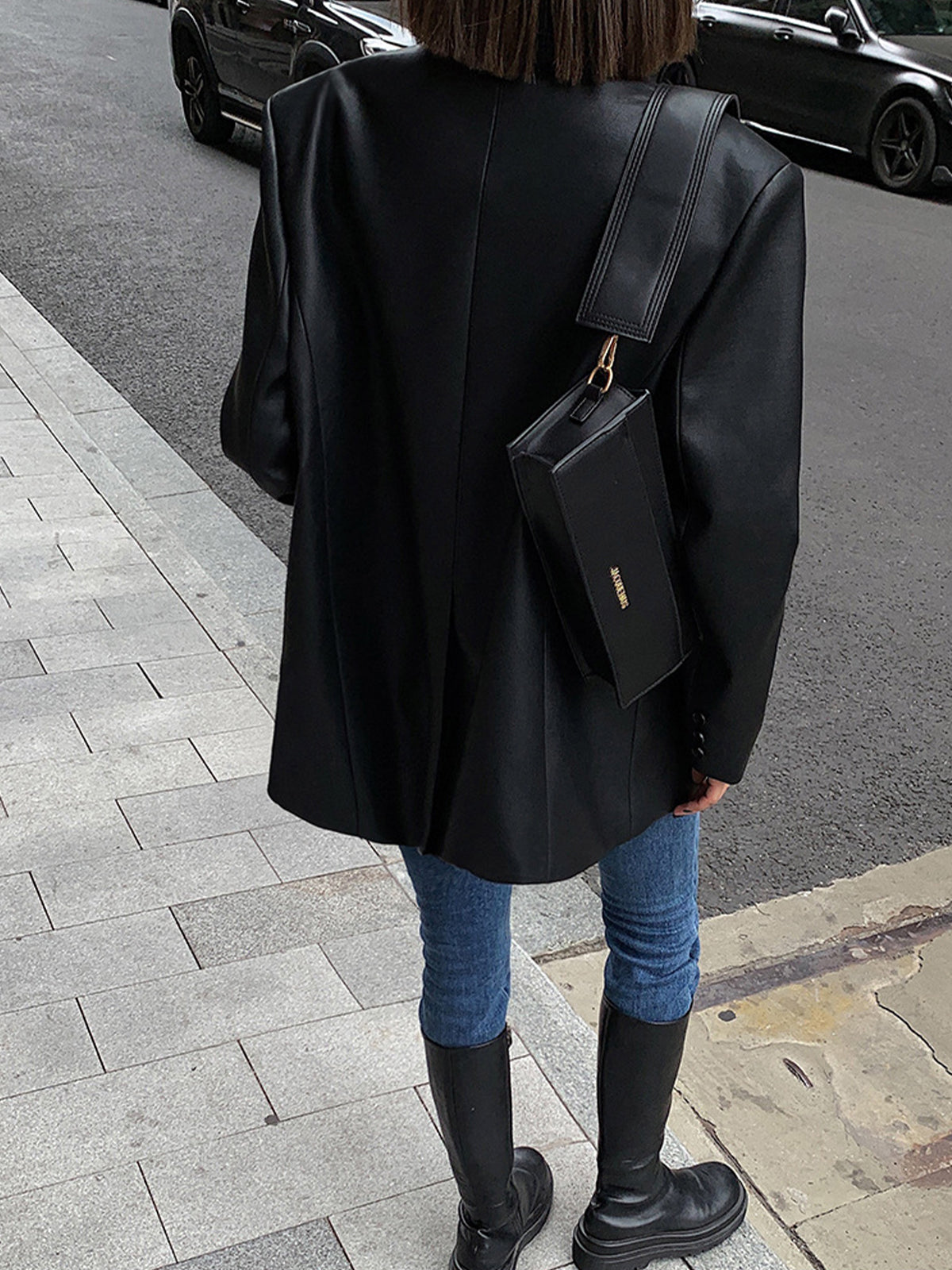 Women’s Casual Faux Leather Blazer