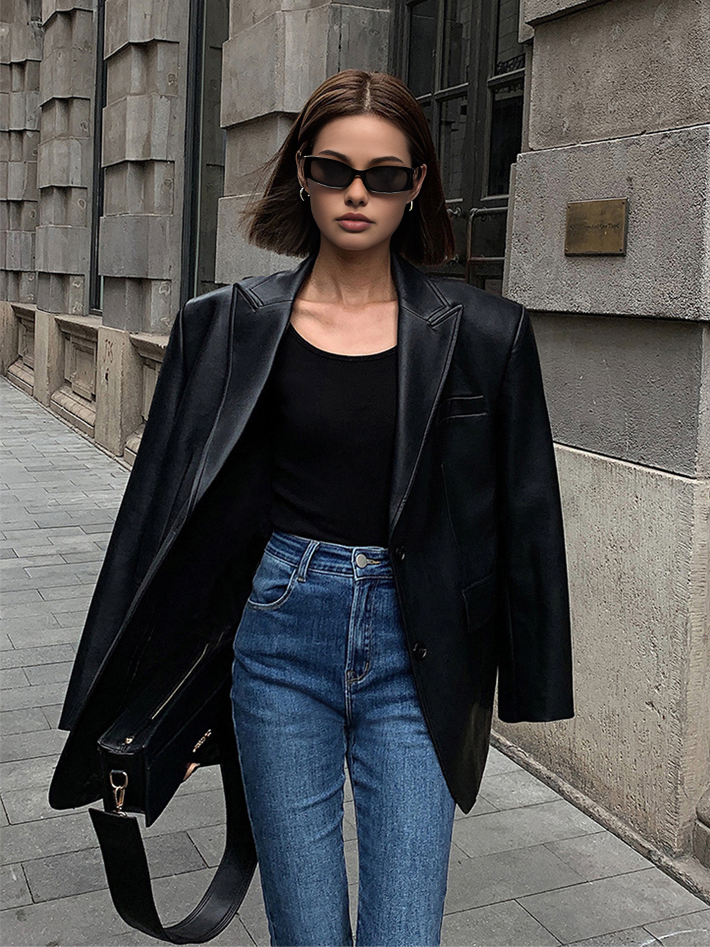 Women’s Casual Faux Leather Blazer