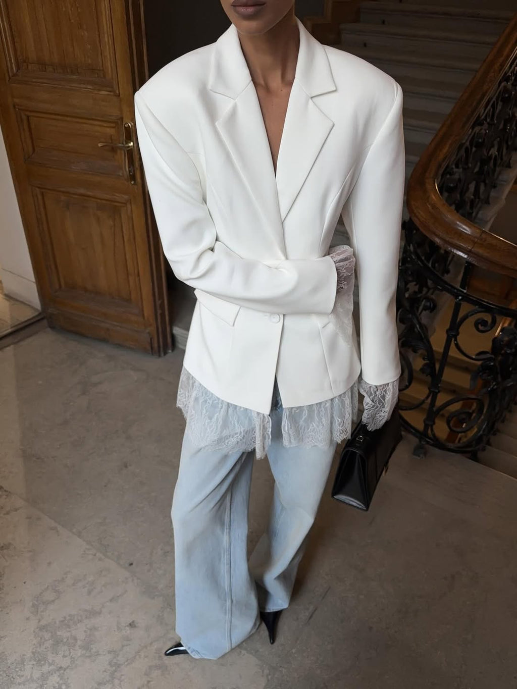 Women's Classic Lace-Panel Blazer
