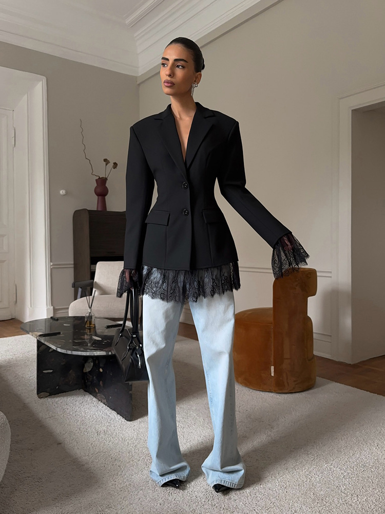 Women's Classic Lace-Panel Blazer