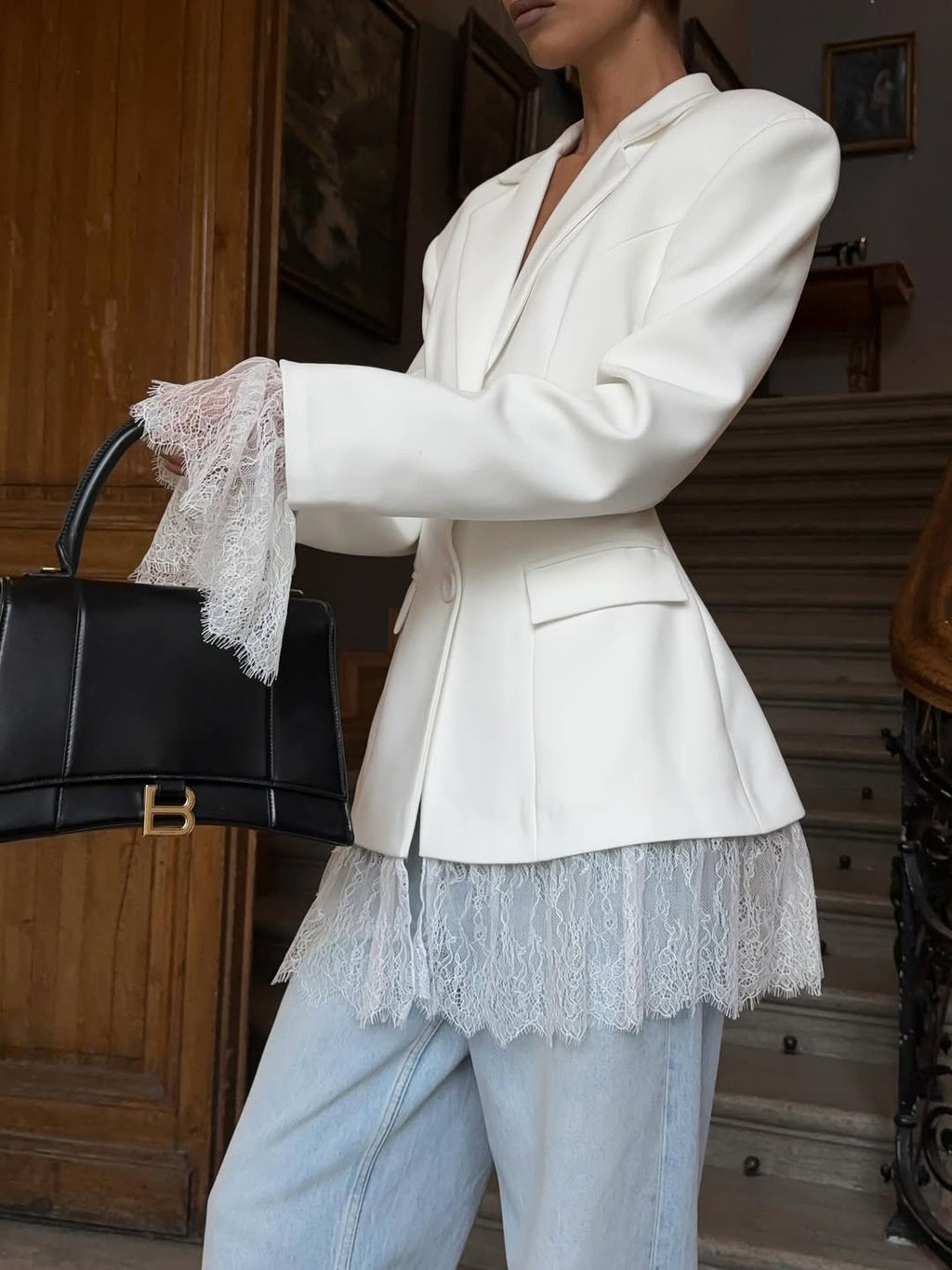 Women's Classic Lace-Panel Blazer