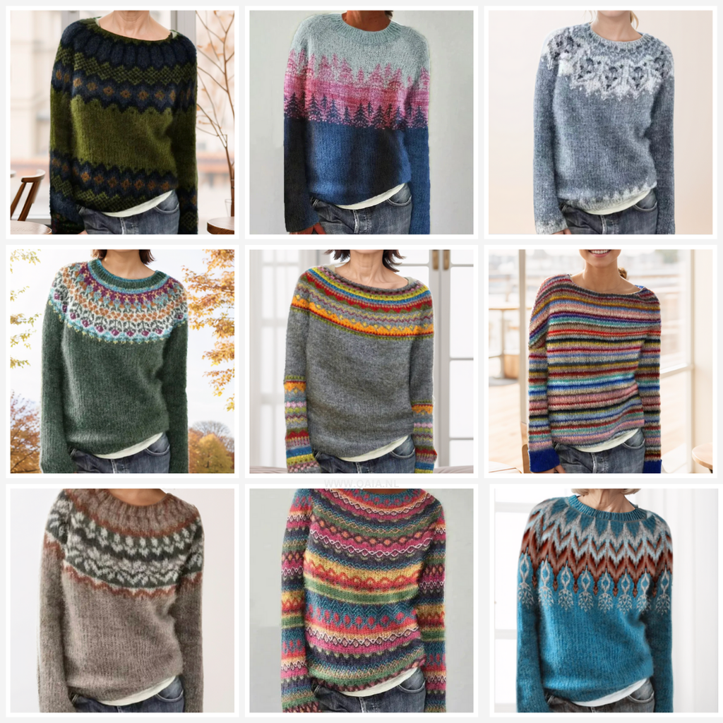 Women's Colorful Sweater with Scandinavian Pattern