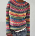 Women's Colorful Sweater with Scandinavian Pattern