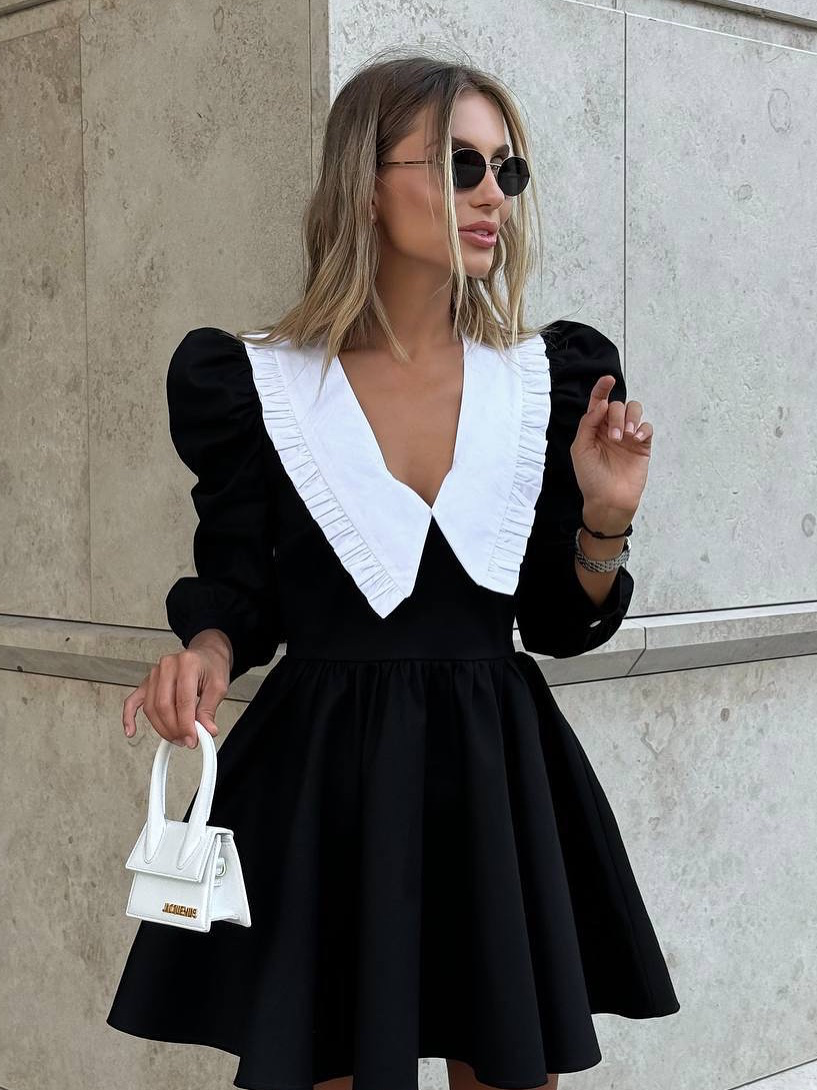 Women’s Contrast-Collar Mini Dress