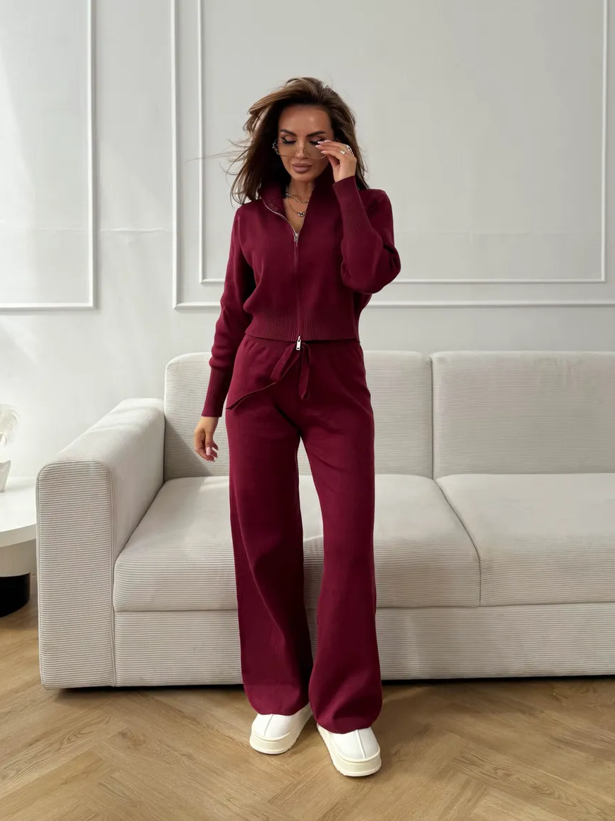 Women’s Double-Zip Knitted Sweater Set