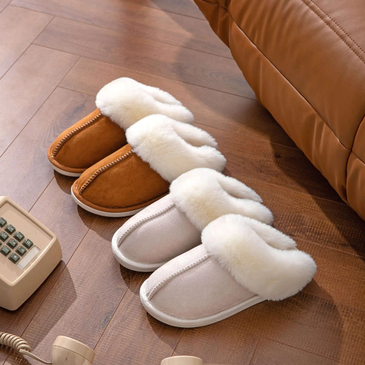 Women's Faux Fur Slippers with Cotton Lining