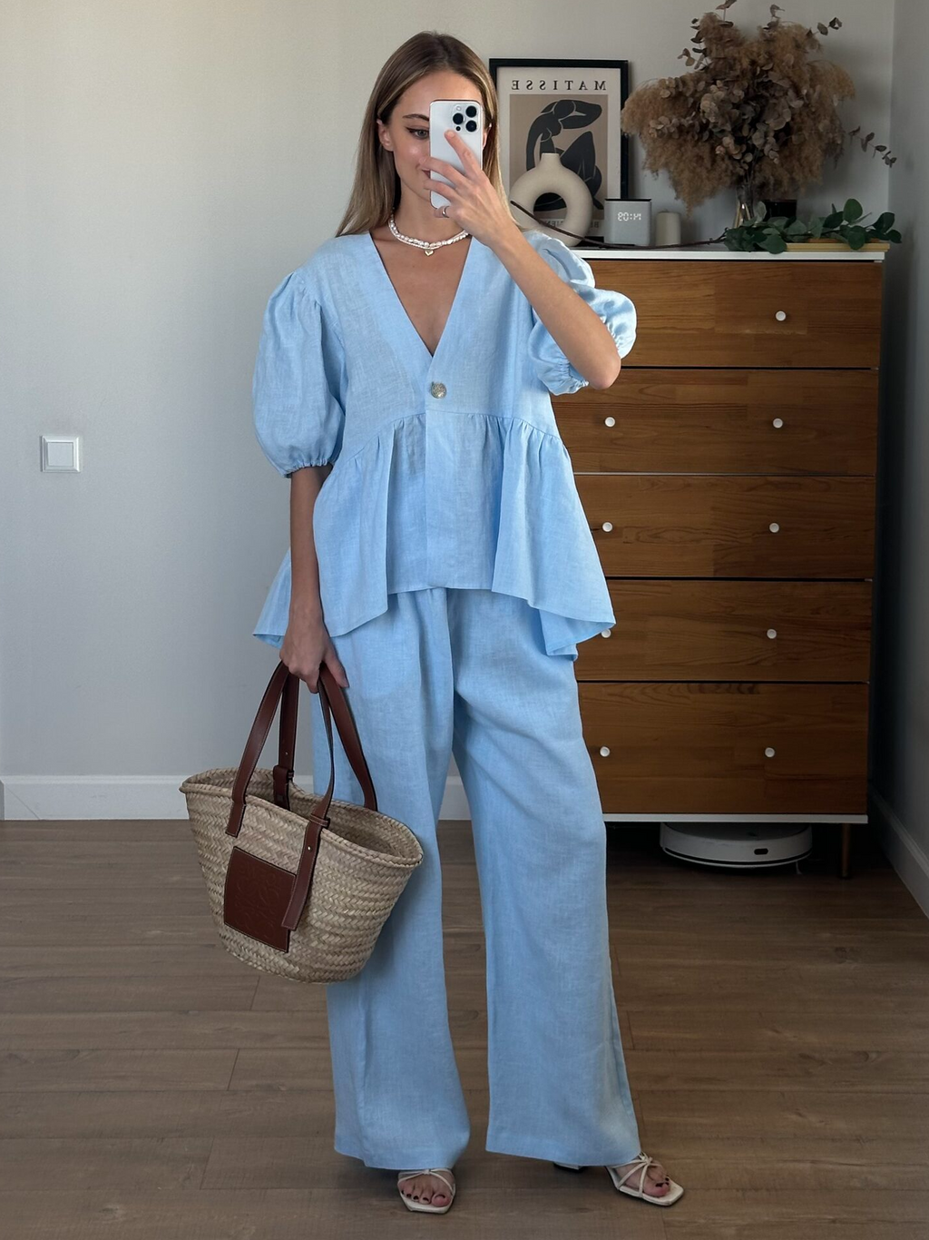 Women’s Linen Ruffled Two-Piece Set
