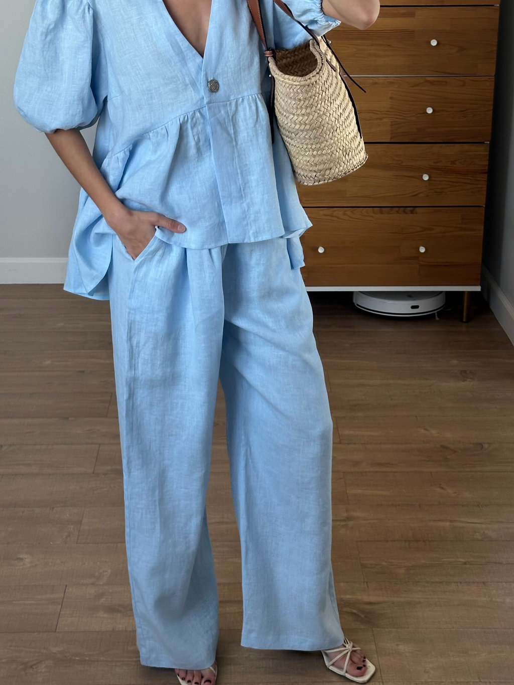 Women’s Linen Ruffled Two-Piece Set
