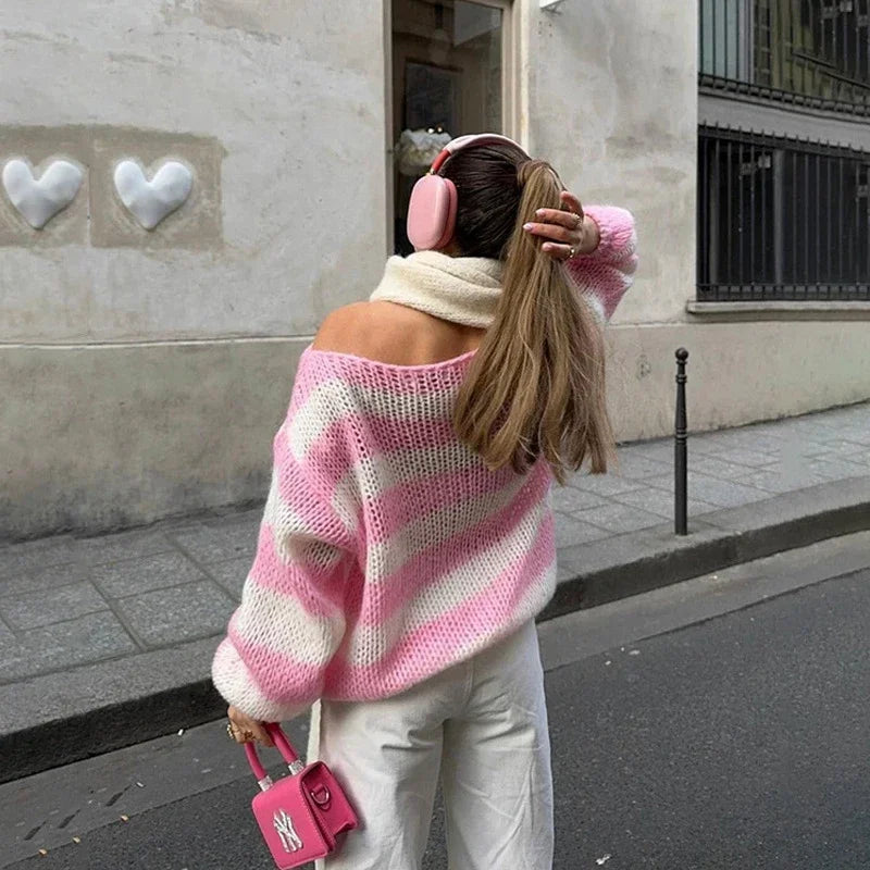 Women’s Loose-Knit Striped Sweater