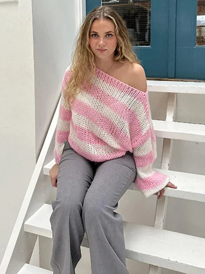Women’s Loose-Knit Striped Sweater