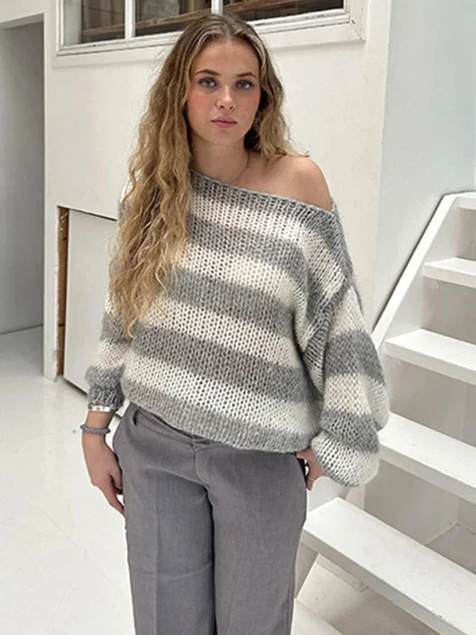 Women’s Loose-Knit Striped Sweater