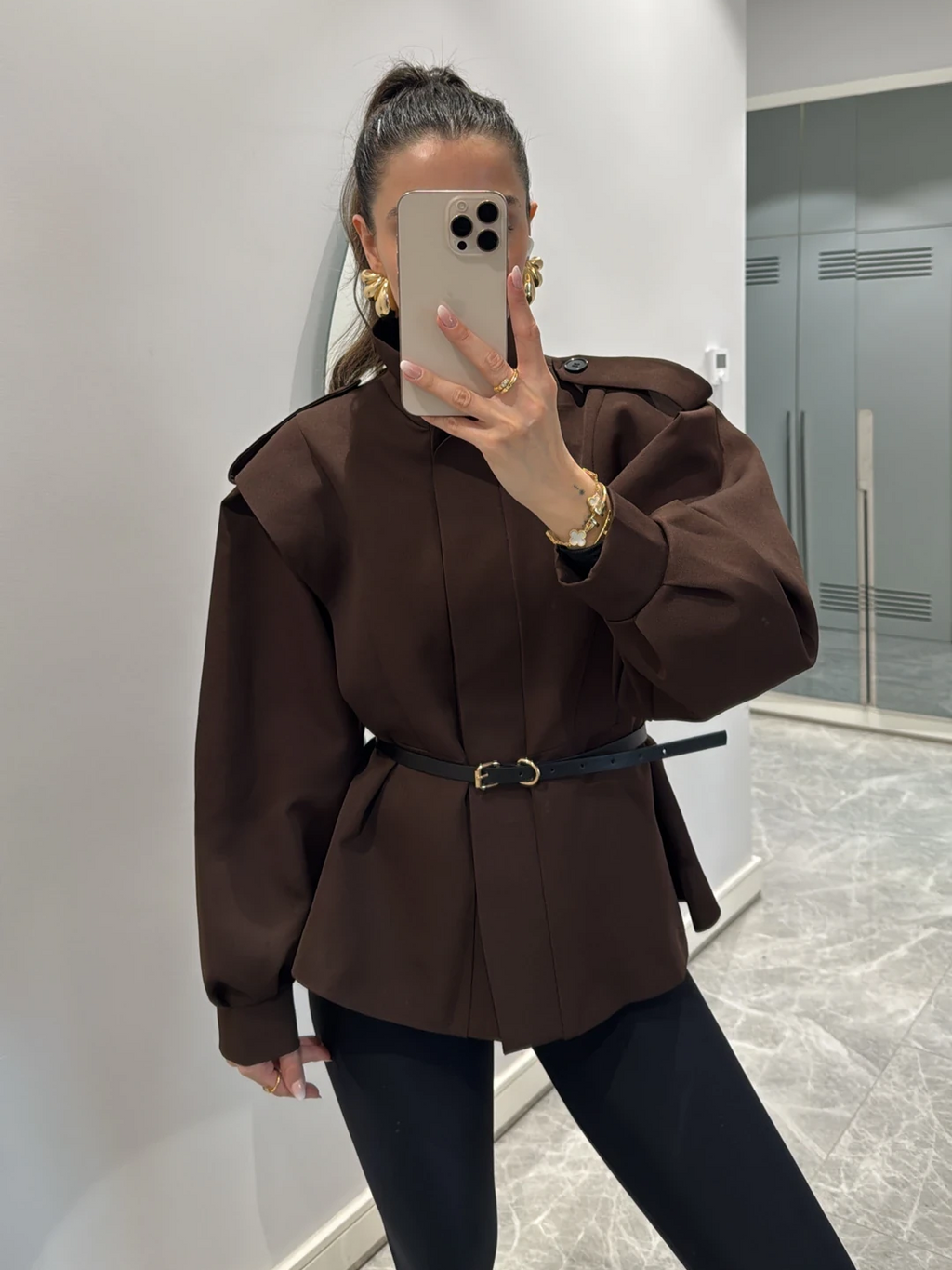 Women's Oversized Polyester-Cotton Trench Coat
