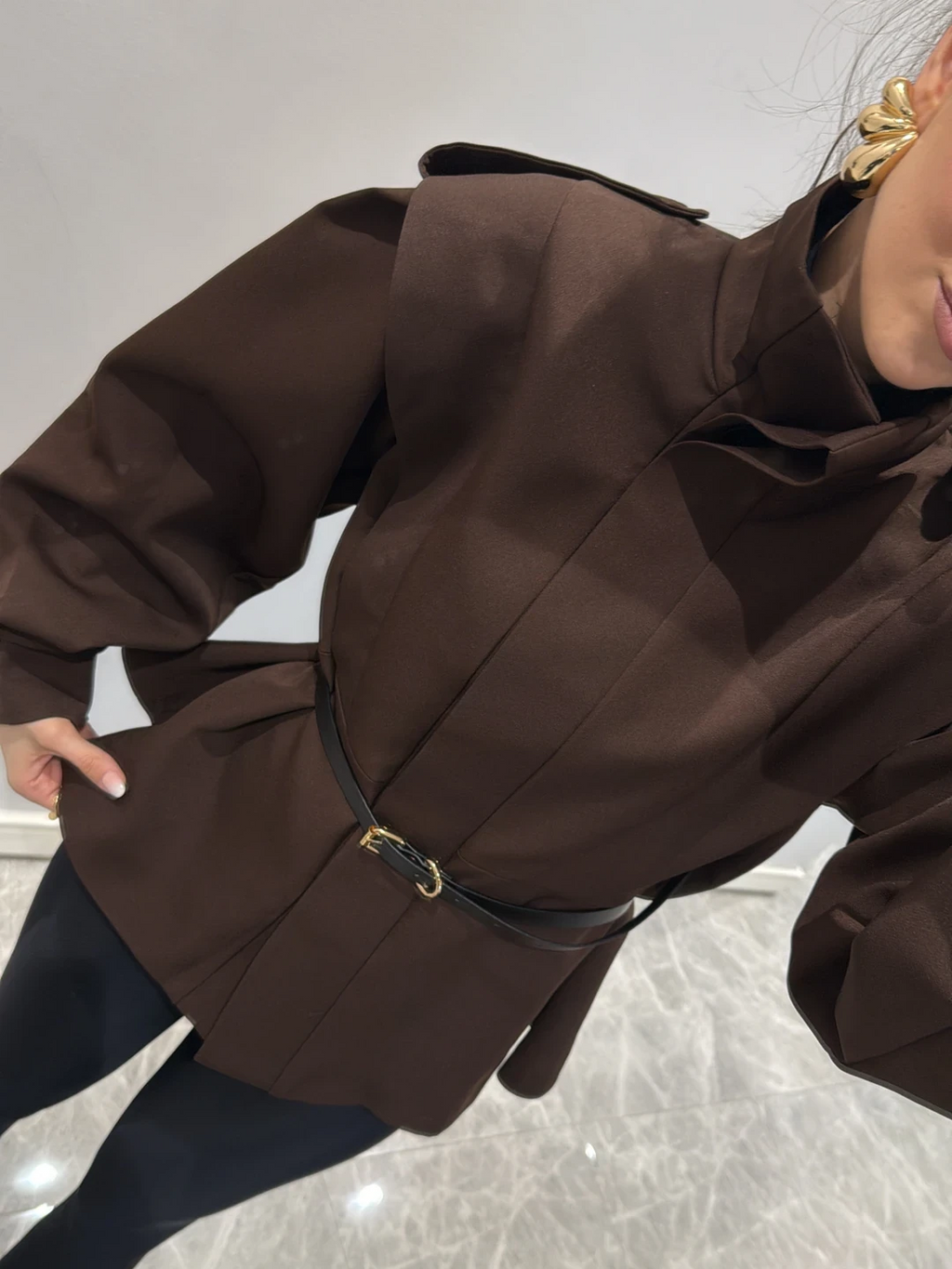 Women's Oversized Polyester-Cotton Trench Coat