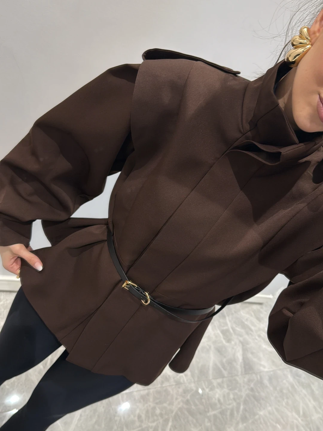 Women's Oversized Polyester-Cotton Trench Coat