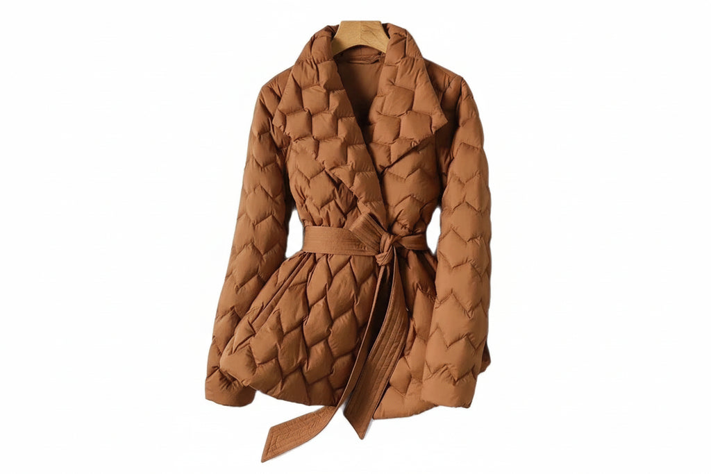 Women’s Puffer Jacket with Waist Belt