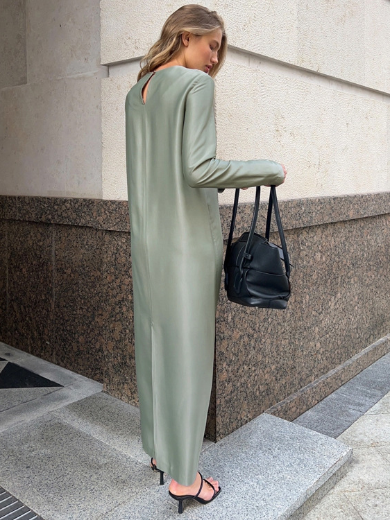Women's Satin Maxi Dress with Slit