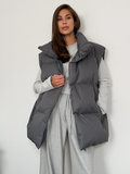 Women's Sleeveless Puffer Vest Plain Woven Design