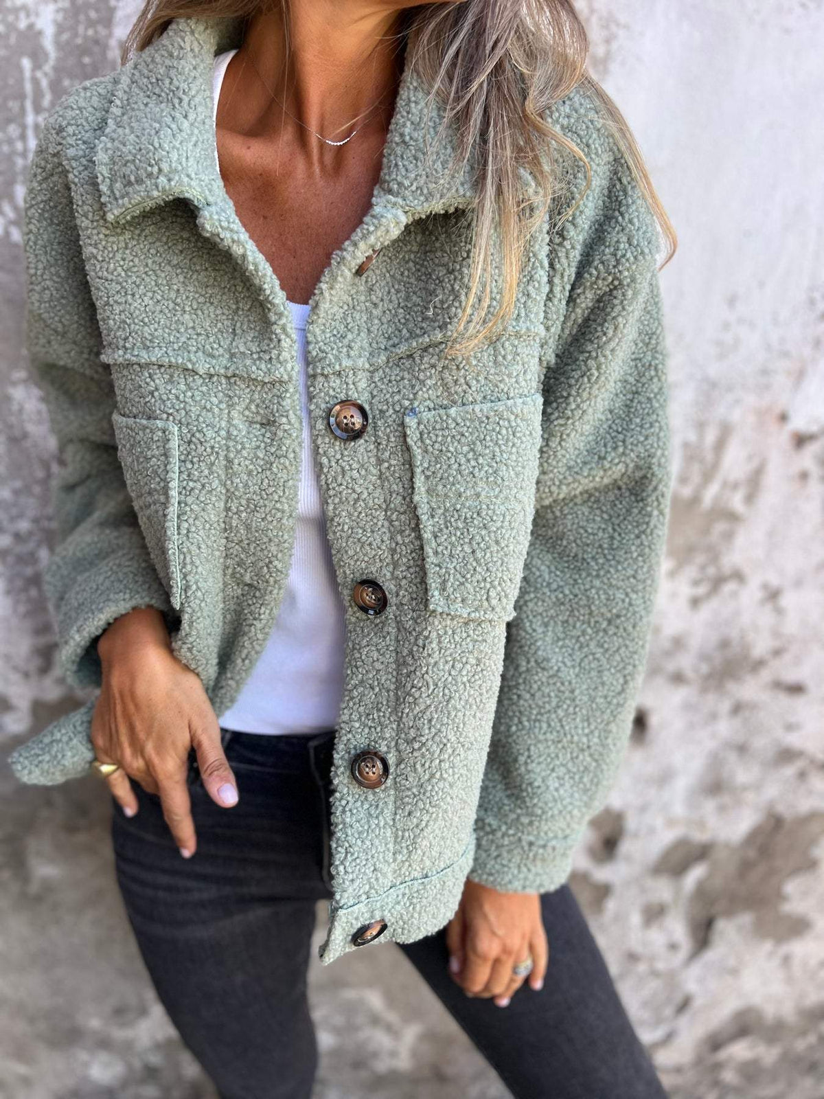 Women’s Teddy Coat with Buttons