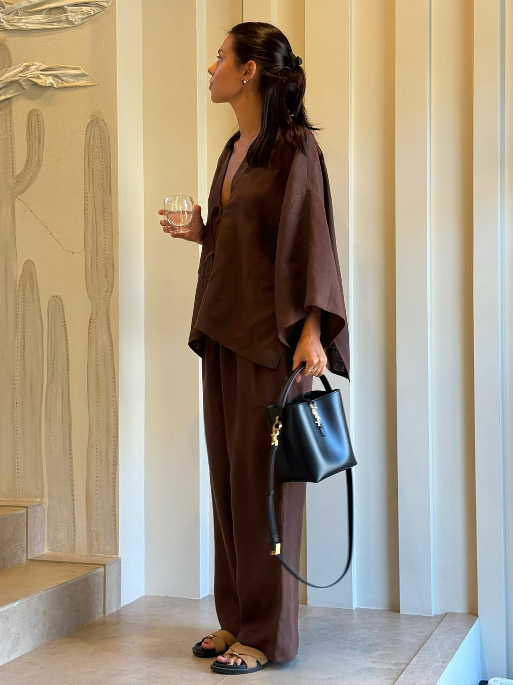 Women’s Tie-Detail Linen Trouser Set