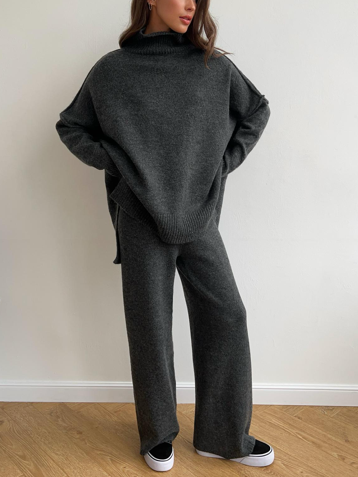 Women’s Turtleneck Knitted Trouser Set