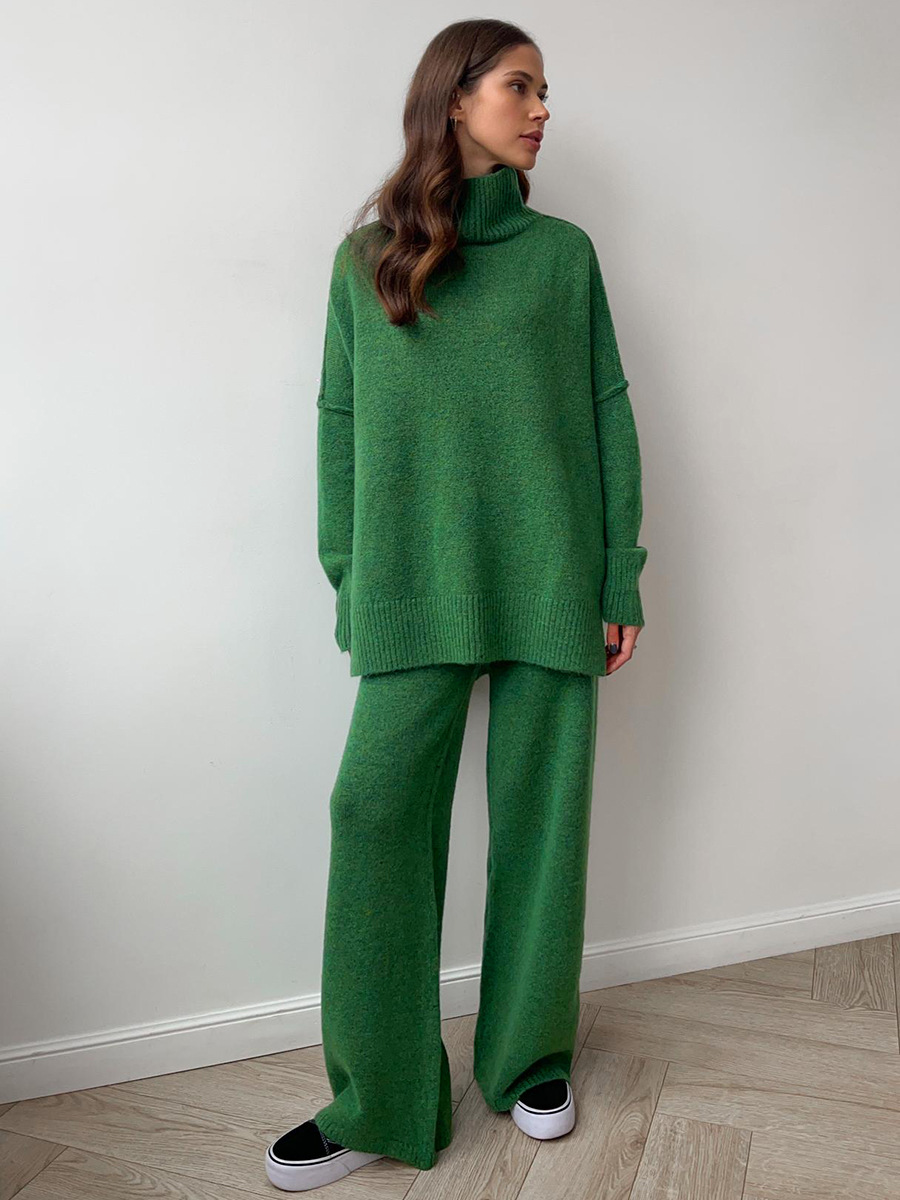 Women’s Turtleneck Knitted Trouser Set