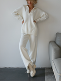 Women’s V-Neck Knitted Trouser Set