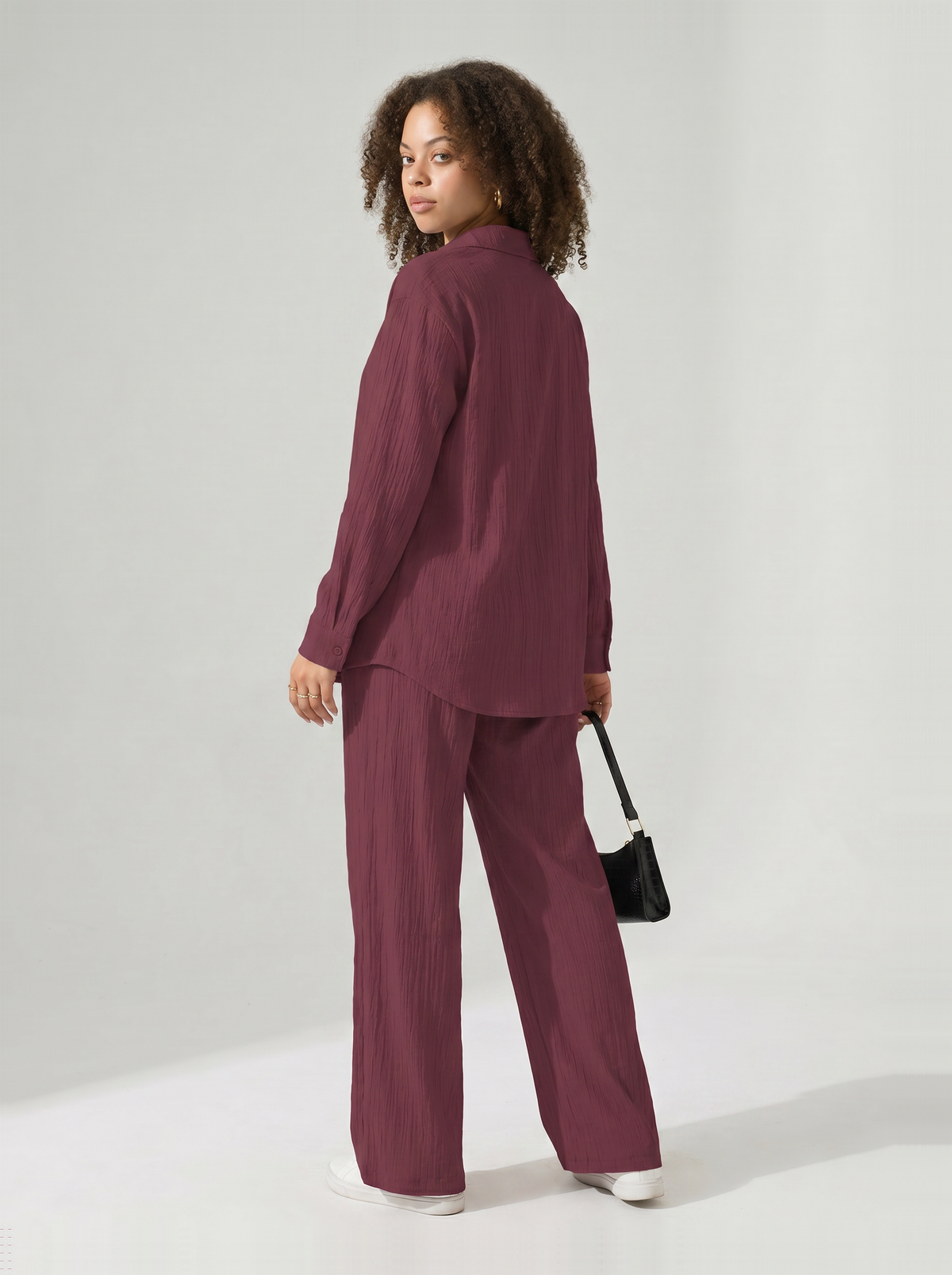 Women’s Wide-Leg Crinkle Trouser Set