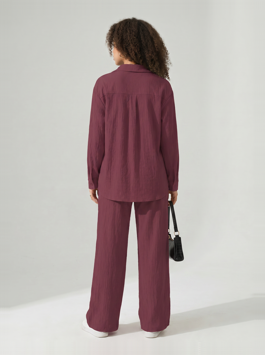 Women’s Wide-Leg Crinkle Trouser Set