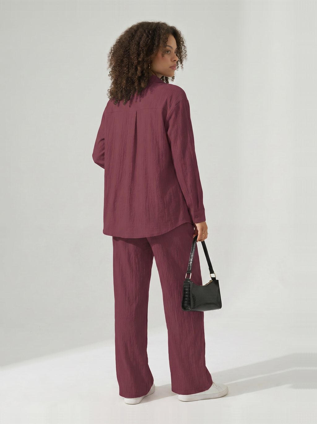 Women’s Wide-Leg Crinkle Trouser Set