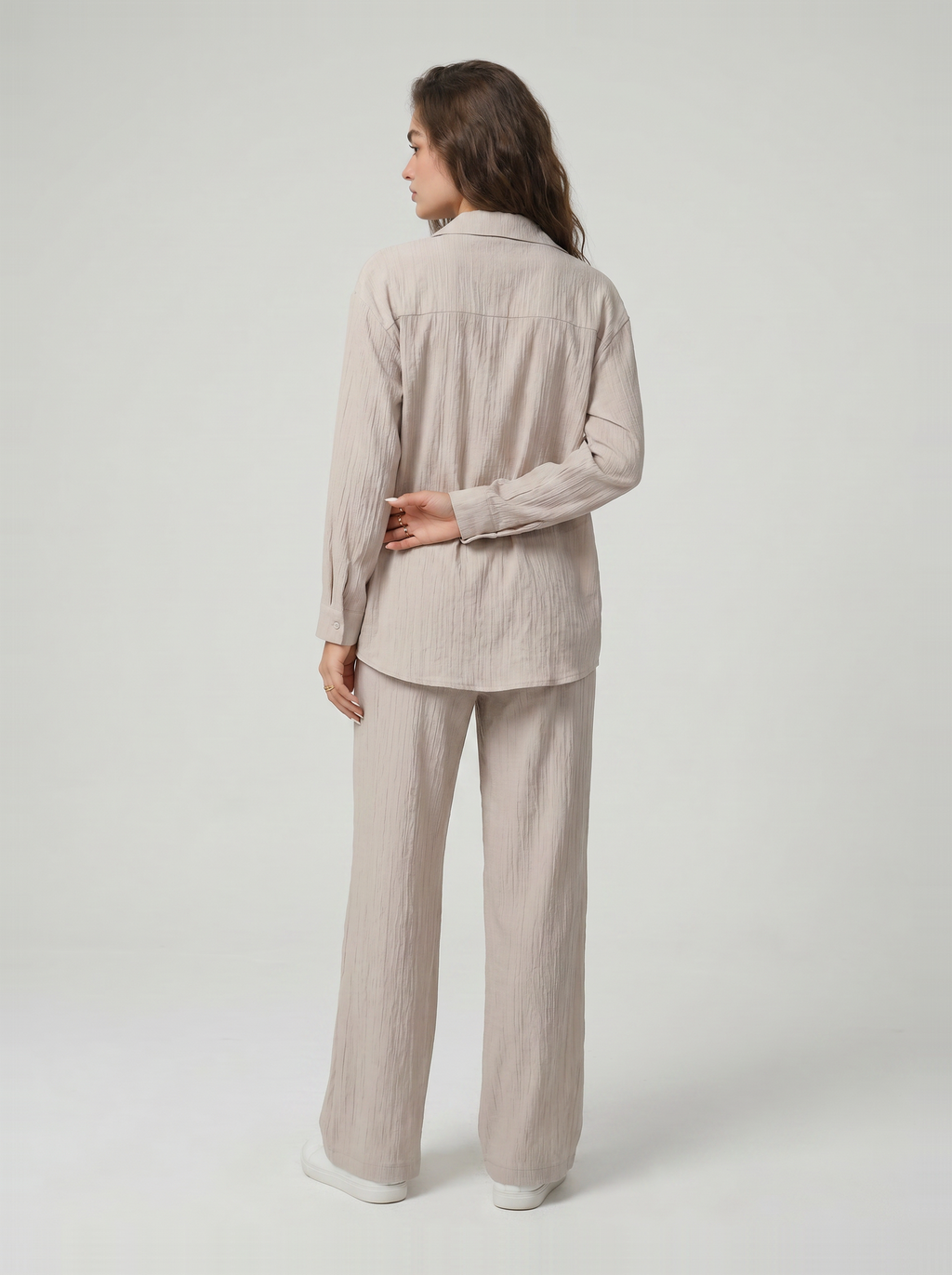 Women’s Wide-Leg Crinkle Trouser Set