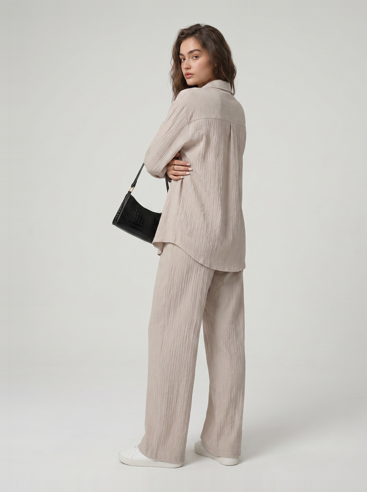 Women’s Wide-Leg Crinkle Trouser Set