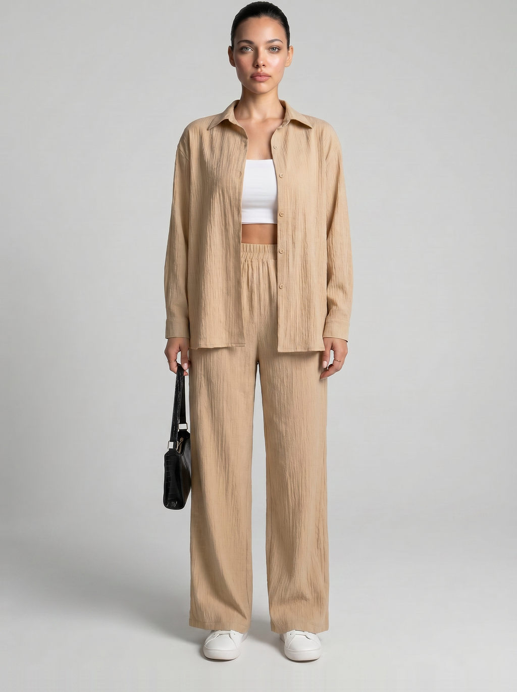 Women’s Wide-Leg Crinkle Trouser Set