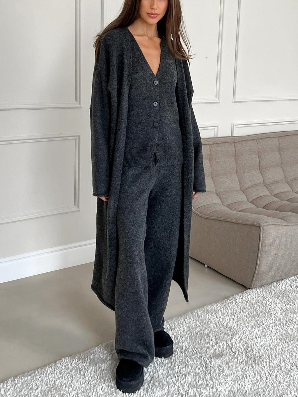 Women’s Wool-Blend Knitted Three-Piece Set